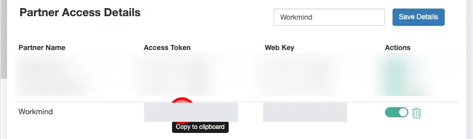 Copy the Partner Access Token