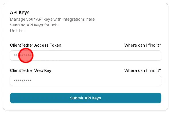 Enter the Partner Access Token in WorkMind