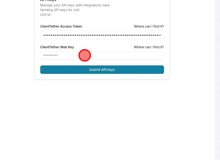 Enter the Partner Web Key in WorkMind