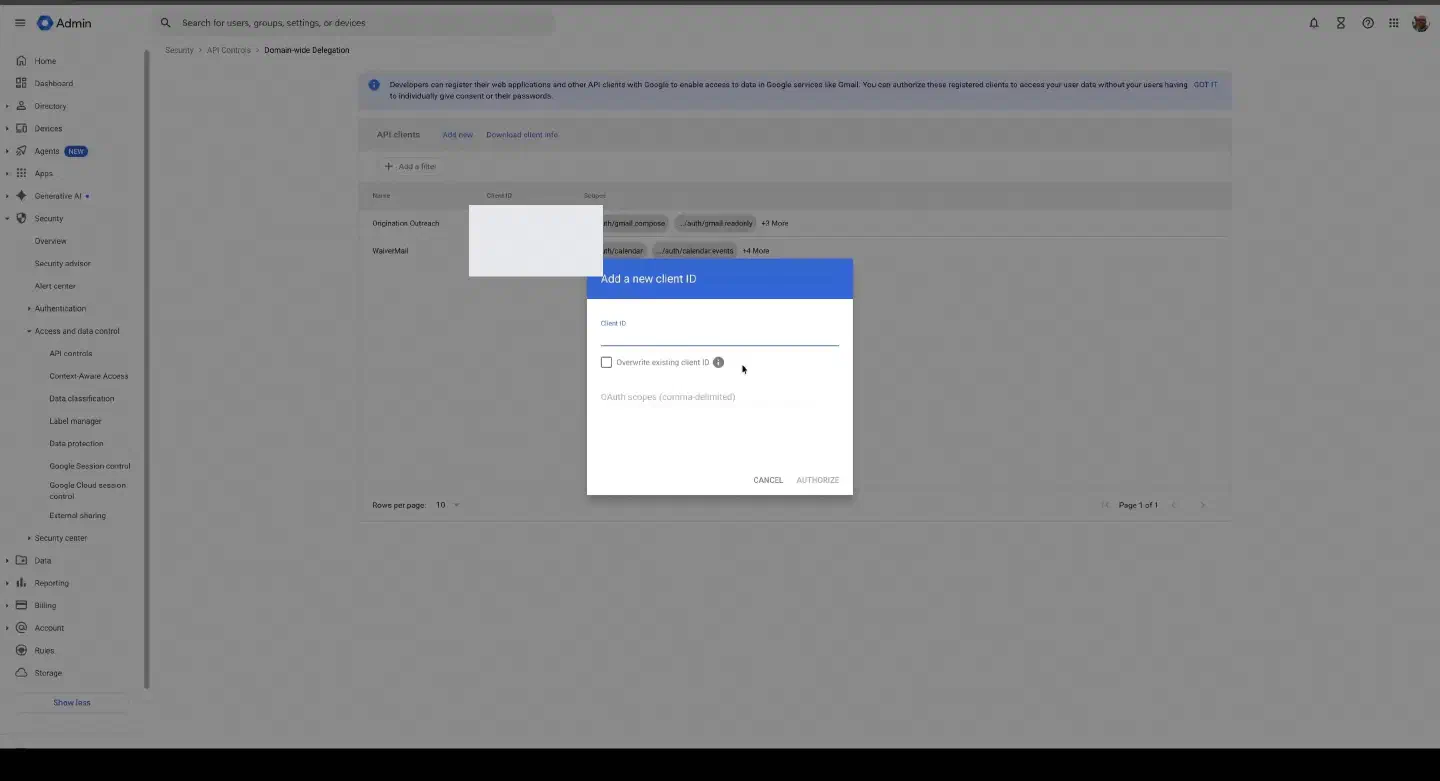 Add a domain-wide delegated client
