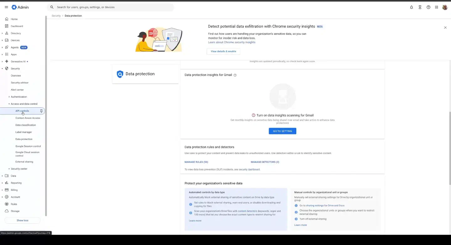 Open Google Admin API controls