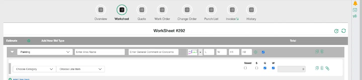 An orphaned bid type shows no categories in a proposal