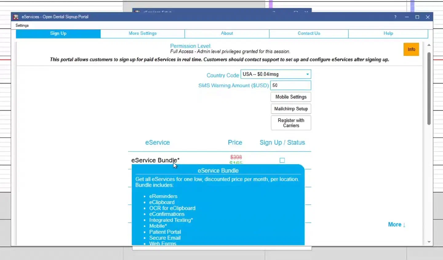 Review eServices without purchasing the bundle