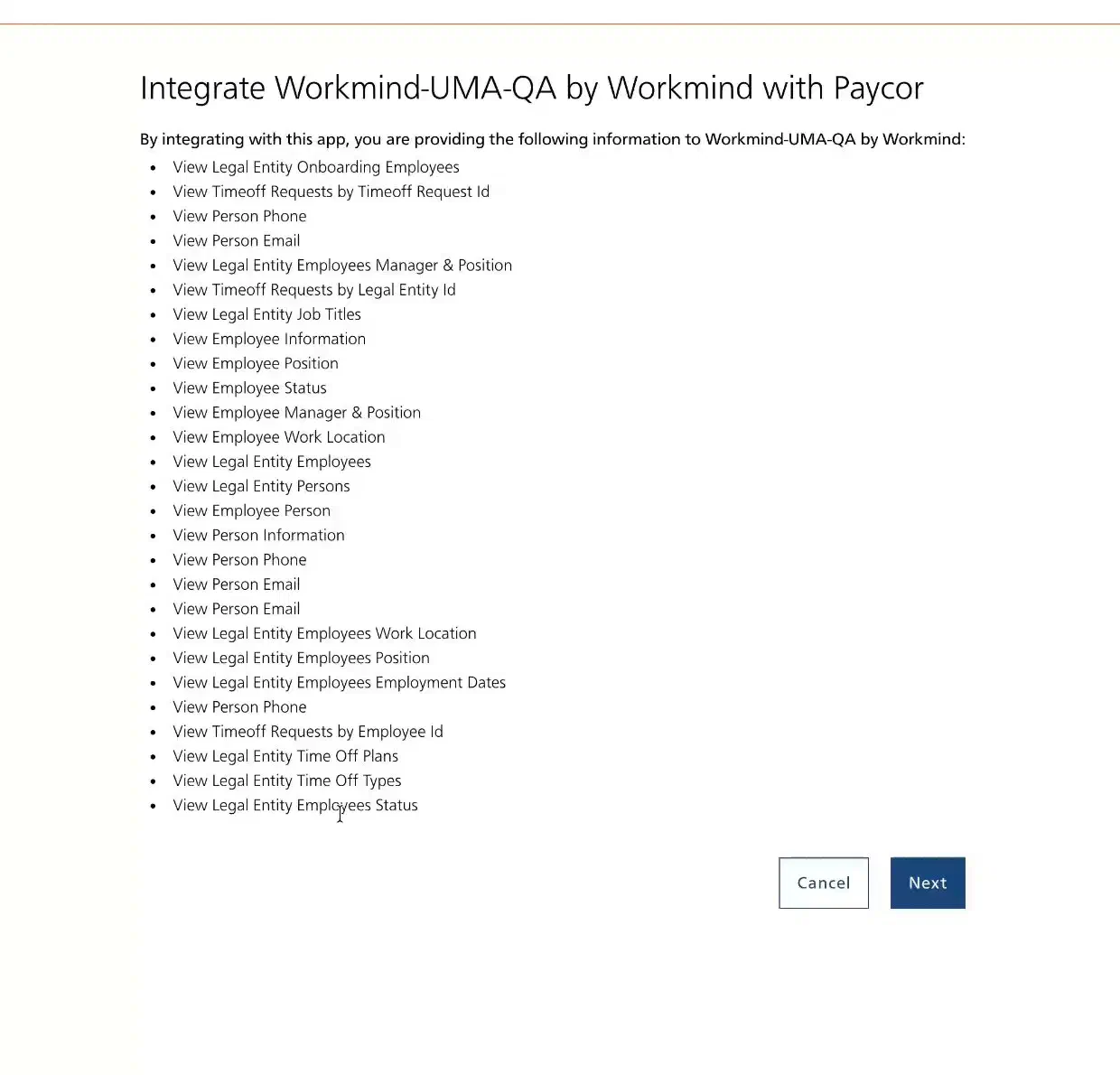 Review Paycor permissions