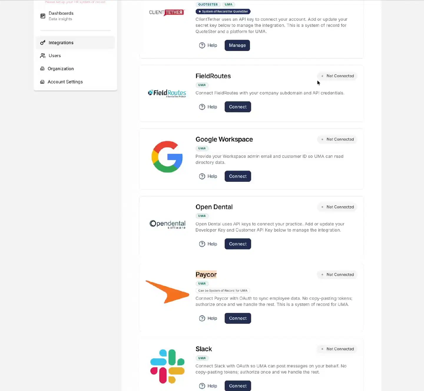 Confirm the Paycor environment matches the account