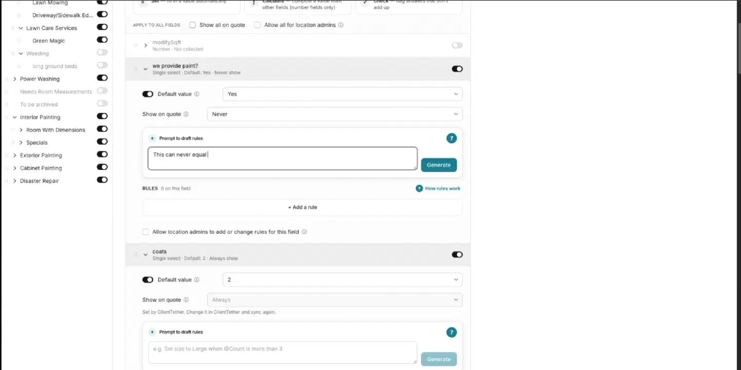 Hide background calculation fields
