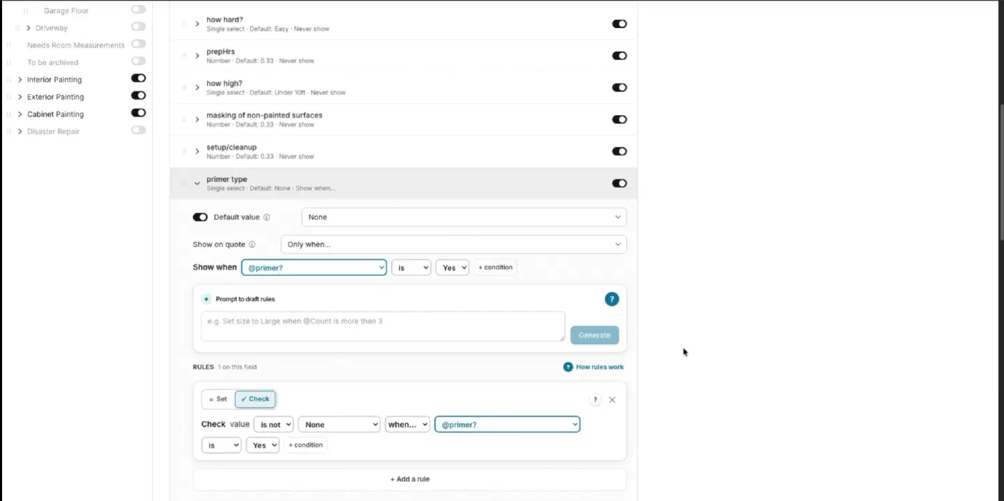 Configure conditional quote visibility