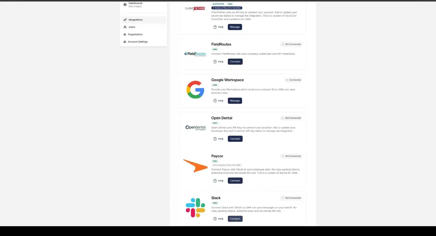 Start the Slack connection