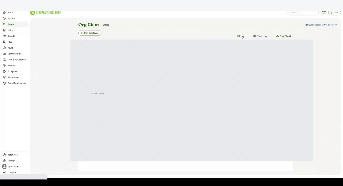 Review the organization chart in BambooHR